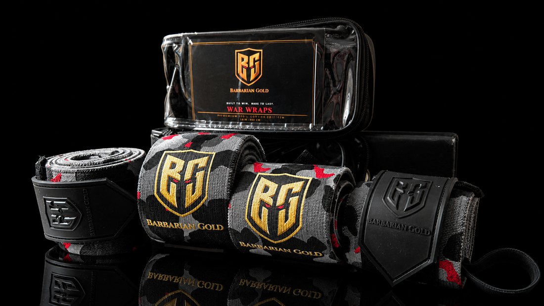 BARBARIAN GOLD Elbow and Wrist Wraps Bundle angle set